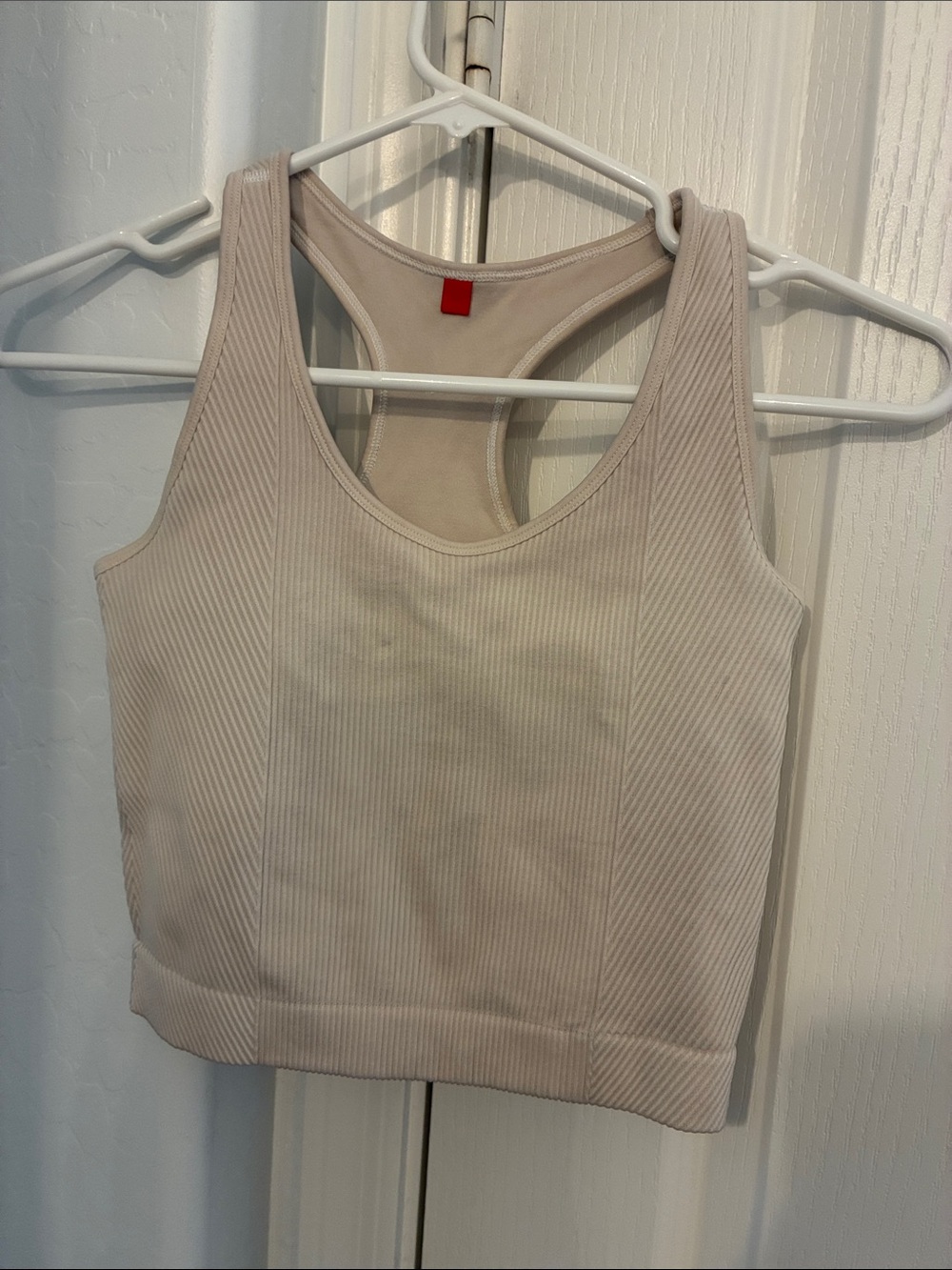 Wilson Beige Ribbed Racerback Crop Sports Bra